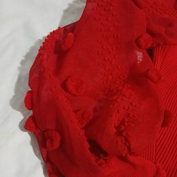 No Boundaries L(11/13) Red 3D-Sheer-Long-Sleeved Ribbed Sweater Christmas Junior - Picture 9 of 16